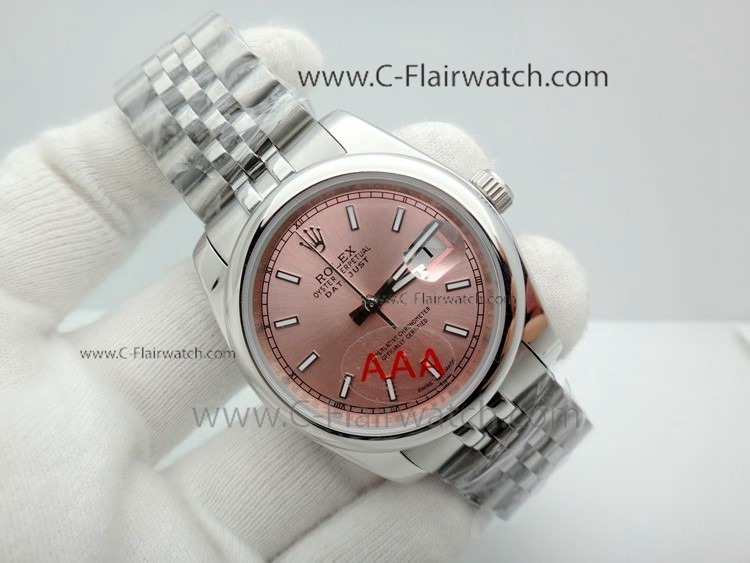 Copy Rolex Oyster Perpetual Datejust SS Pink Dial Watch 36mm
